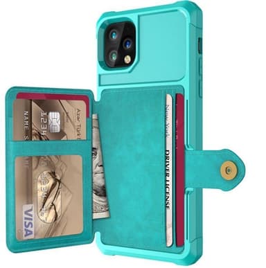 Skal med kortfodral till iPhone 12 mini, Grön