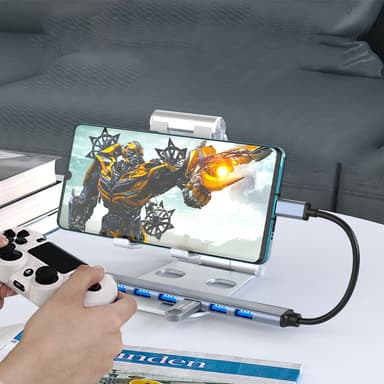 USB-hub USB-C3.1 till USB 2.0/3.0 med 7 portar Silvergrå