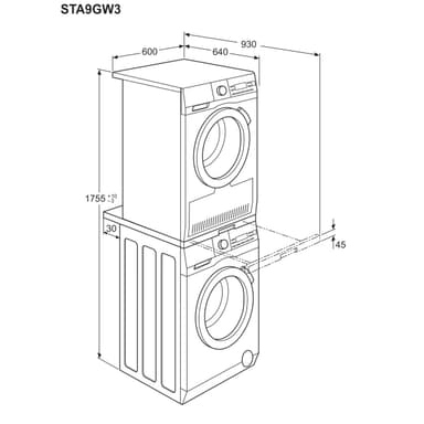 Electrolux monteringsram STA9GW3 (Vit)