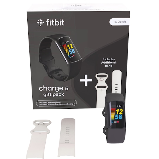 Fitbit Charge 5 aktivitetsmätare bundle (svart/vit)