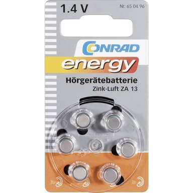 Conrad energy Knappcell ZA 13 Zink-luft 280 mAh 1.4 V 6