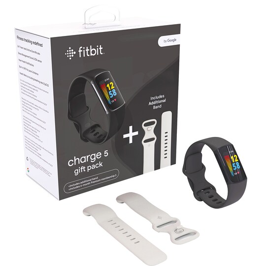 Fitbit Charge 5 sportklocka bundle (svart/vit)