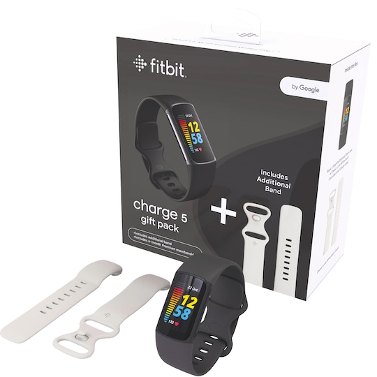 Fitbit Charge 5 sportklocka bundle (svart/vit)