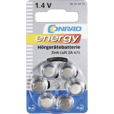 Conrad energy Knappcell ZA 675 Zink-luft 630 mAh 1.4 V