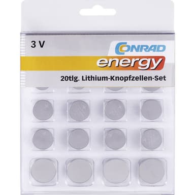 Conrad energy Knappcells-set Vardera 2 x CR1025,