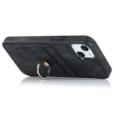 SKALO iPhone 14 Plus PU-Läder Korthållare Ring - Svart