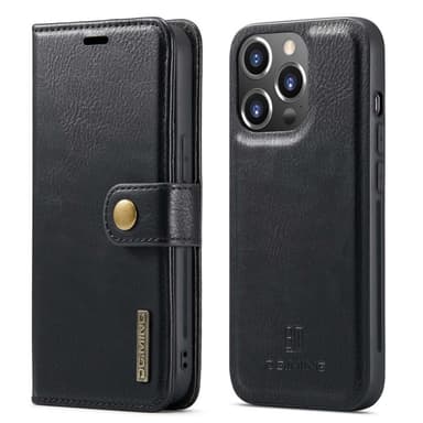 DG MING iPhone 14 Pro Max 2-i-1 Magnet Plånboksfodral - Svart
