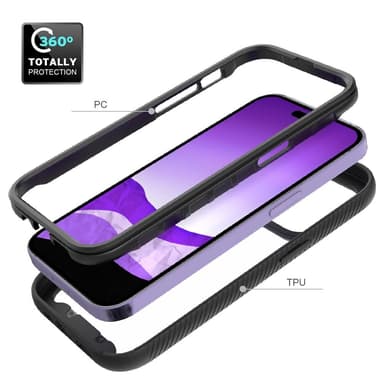 SKALO iPhone 14 Pro Shockproof Clear Hybrid Skal - Svart