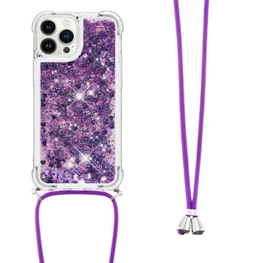 SKALO iPhone 14 Pro Max Kvicksand Glitter Mobilhalsband - Lila