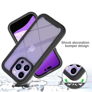 SKALO iPhone 14 Pro Shockproof Clear Hybrid Skal - Svart