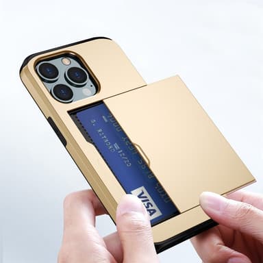 SKALO iPhone 14 Pro Armor Skal Korthållare - Guld