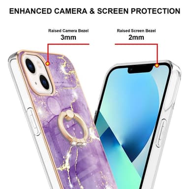 SKALO iPhone 14 Plus Marmor TPU Skal Med Ring - Motiv 1