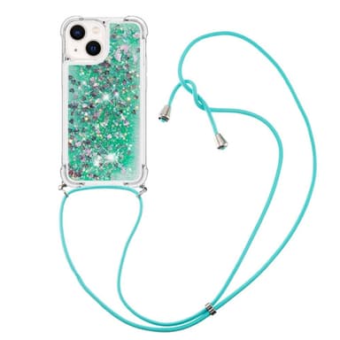 SKALO iPhone 14 Plus Kvicksand Glitter Mobilhalsband - Turkos