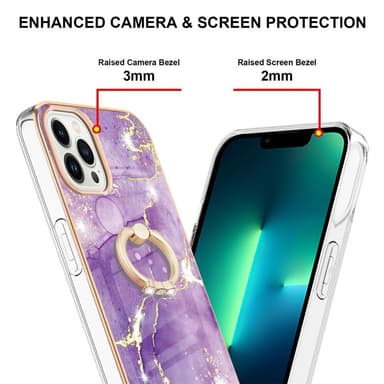 SKALO iPhone 14 Pro Max Marmor TPU Skal Med Ring - Motiv 1