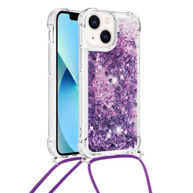 SKALO iPhone 14 Plus Kvicksand Glitter Mobilhalsband - Lila