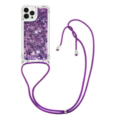 SKALO iPhone 14 Pro Kvicksand Glitter Mobilhalsband - Lila