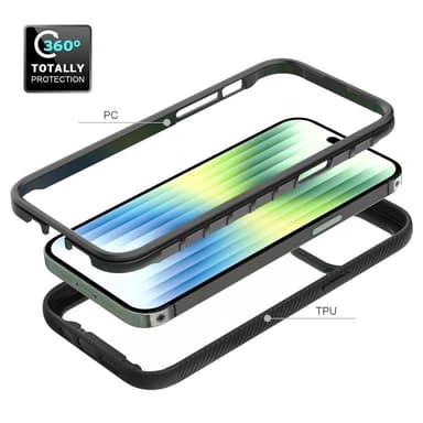 SKALO iPhone 14 Plus Shockproof Clear Hybrid Skal - Svart