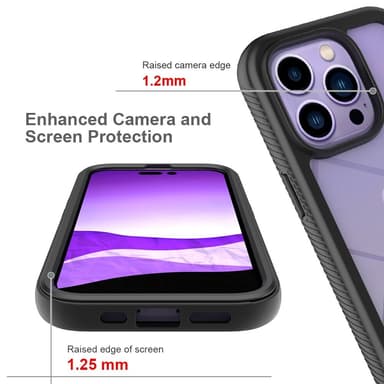 SKALO iPhone 14 Pro Shockproof Clear Hybrid Skal - Svart