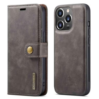 DG MING iPhone 14 Pro 2-i-1 Magnet Plånboksfodral - Grå