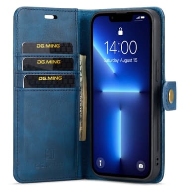 DG MING iPhone 14 Pro Max 2-i-1 Magnet Plånboksfodral - Blå