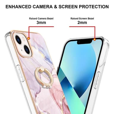 SKALO iPhone 14 Marmor TPU Skal Med Ring - Motiv 2