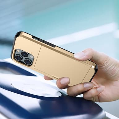 SKALO iPhone 14 Pro Armor Skal Korthållare - Guld