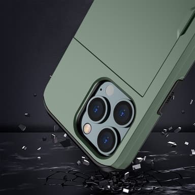 SKALO iPhone 14 Pro Armor Skal Korthållare - Grön