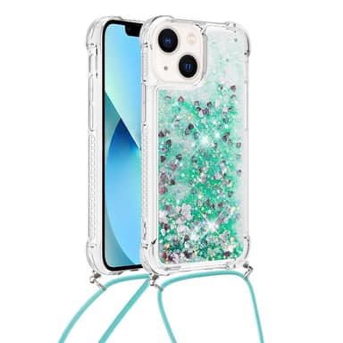 SKALO iPhone 14 Kvicksand Glitter Mobilhalsband - Turkos