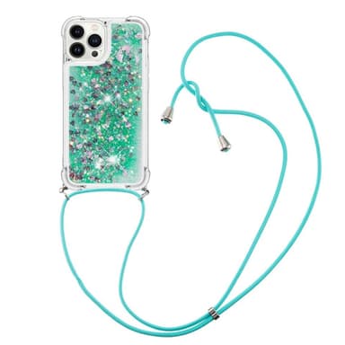 SKALO iPhone 14 Pro Kvicksand Glitter Mobilhalsband - Turkos