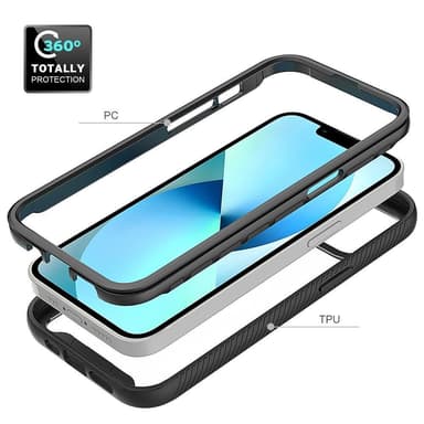 SKALO iPhone 14 Shockproof Clear Hybrid Skal - Svart