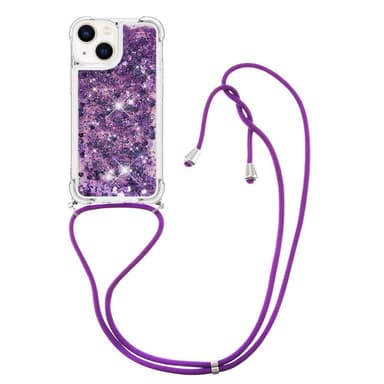 SKALO iPhone 14 Plus Kvicksand Glitter Mobilhalsband - Lila