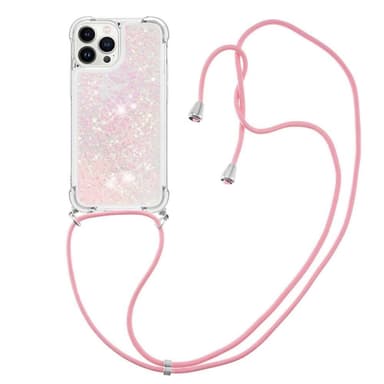 SKALO iPhone 14 Pro Kvicksand Glitter Mobilhalsband - Rosa