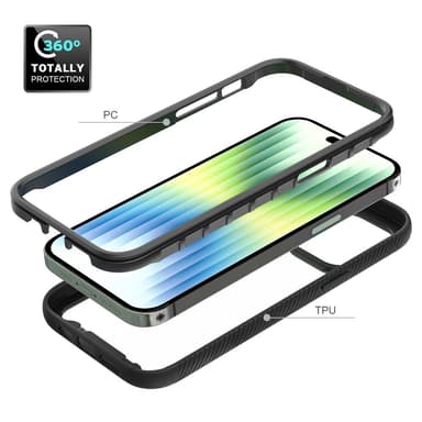 SKALO iPhone 14 Pro Max Shockproof Clear Hybrid Skal - Svart
