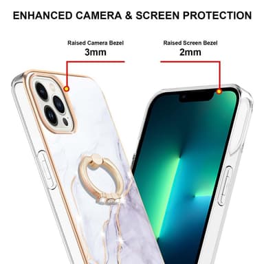 SKALO iPhone 14 Pro Max Marmor TPU Skal Med Ring - Motiv 3