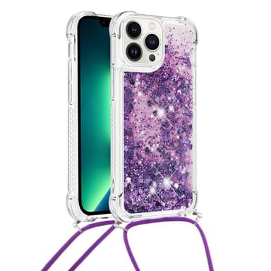 SKALO iPhone 14 Pro Kvicksand Glitter Mobilhalsband - Lila