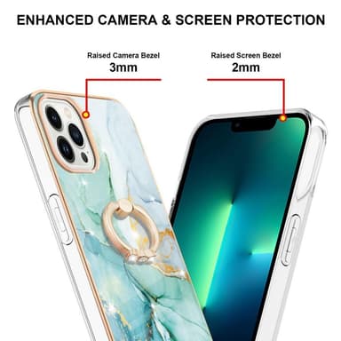 SKALO iPhone 14 Pro Marmor TPU Skal Med Ring - Motiv 4