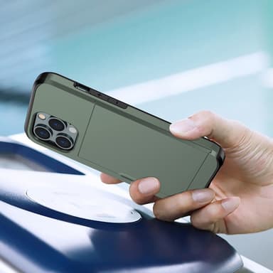 SKALO iPhone 14 Pro Armor Skal Korthållare - Grön