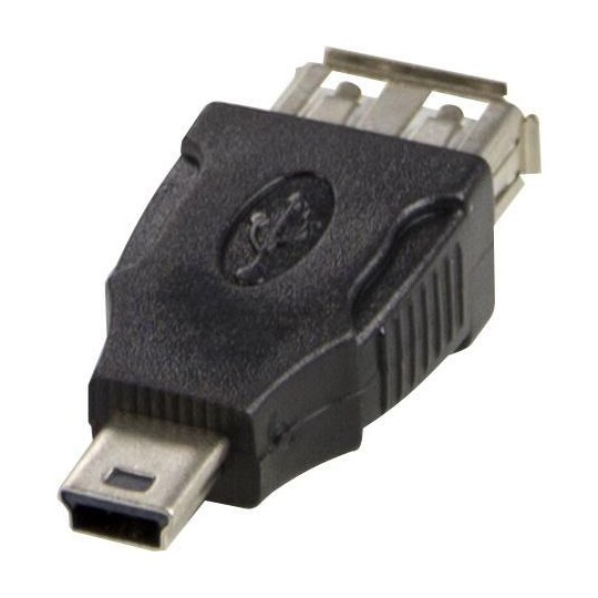 DELTACO USB-adapter Typ A ho - Typ Mini-B ha, svart (USB-72)
