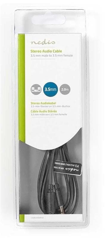 Stereoljudkabel 3.5 mm Hane | 3.5 mm Hona | Nickelpläterad | 2m