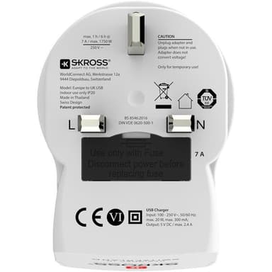 SKROSS El-Adapter USB Storbritannien
