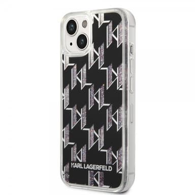 Karl Lagerfeld iPhone 14 Skal Liquid Glitter Monogram Svart
