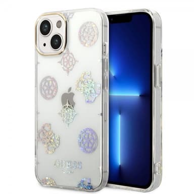 Guess iPhone 14 Skal Peony Glitter Vit