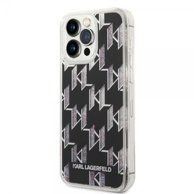 Karl Lagerfeld iPhone 14 Pro Max Skal Liquid Glitter Monogram Svart