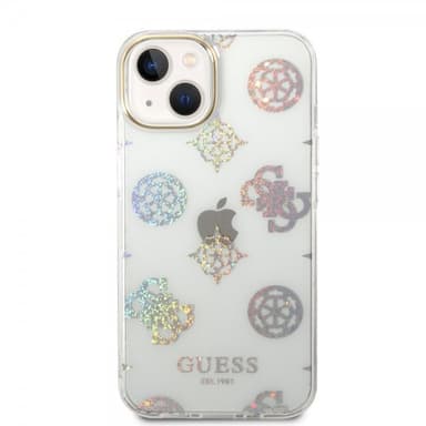 Guess iPhone 14 Skal Peony Glitter Vit