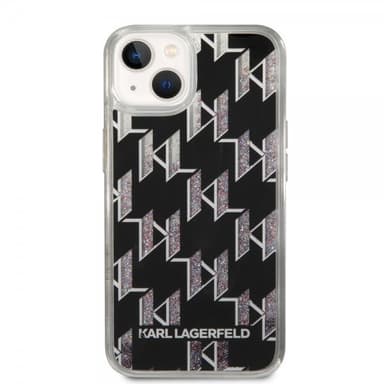 Karl Lagerfeld iPhone 14 Skal Liquid Glitter Monogram Svart