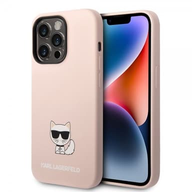 Karl Lagerfeld iPhone 14 Pro Skal Liquid Silicone Choupette Rosa