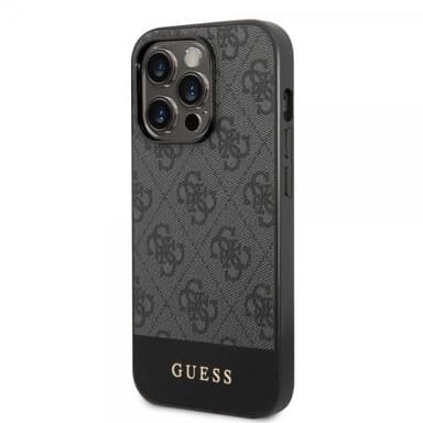 Guess iPhone 14 Pro Max Skal Bottom Stripe Metal Logo Grå