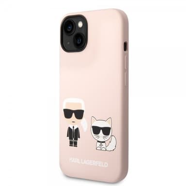 Karl Lagerfeld iPhone 14 Plus Skal Liquid Silicone Karl & Choupette MagSafe Rosa