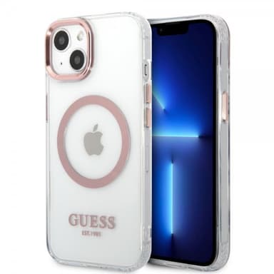Guess iPhone 13 Skal Transparent MagSafe Rosa Transparent