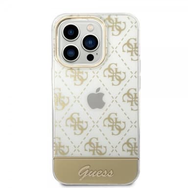 Guess iPhone 14 Pro Max Skal Bottom Stripe Script Logo Guld